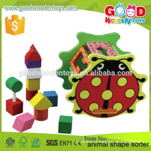 China Handmade Top Quality e Cheap Shape Sorter, Colorful Solid Wood Shape Toy